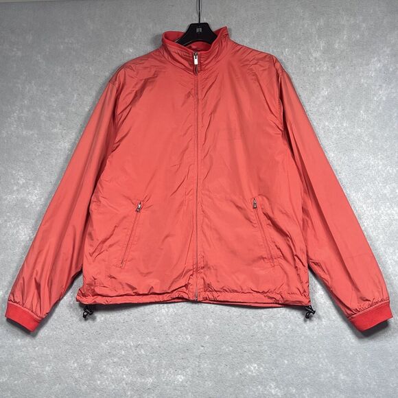 Peter Millar Jacket Full Zip Windbreaker Jacket Mens Large Orange Lined Golf